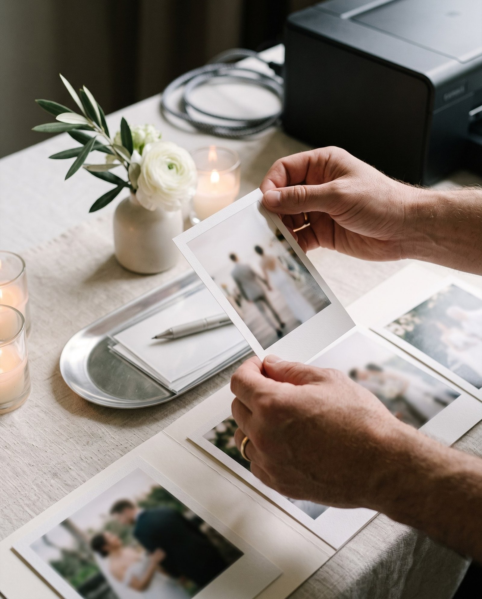 Freshly printed photographs from a Meža wedding experience